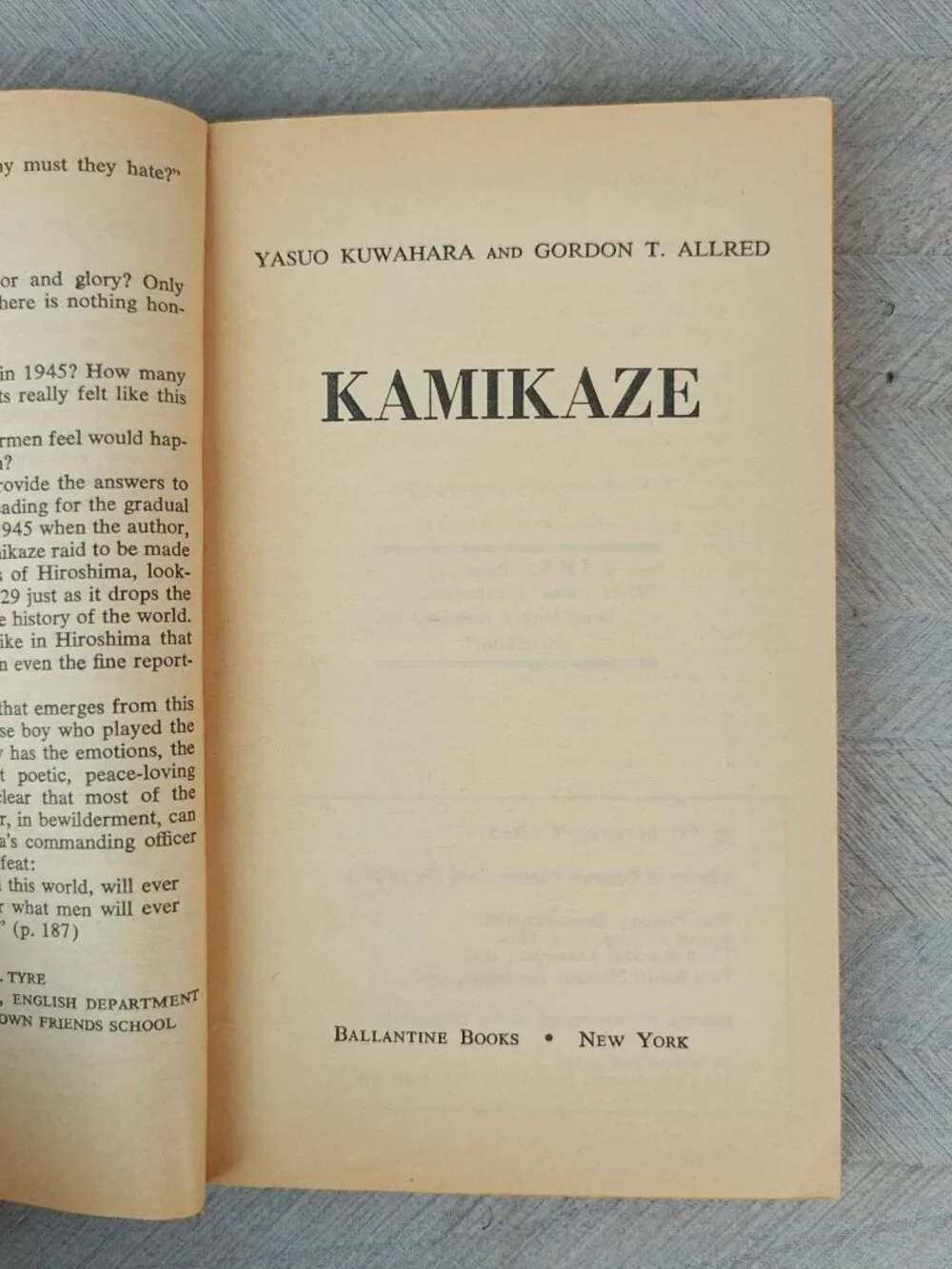Kamikaze Yasuo Kuwahara & Gordon T. Allred Paperback 1965 World War II
